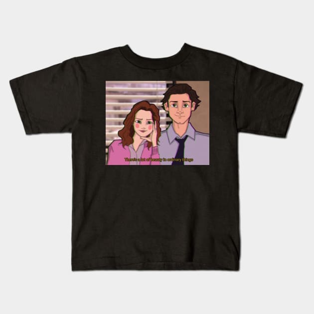 jim and pam true love Kids T-Shirt by karaokes